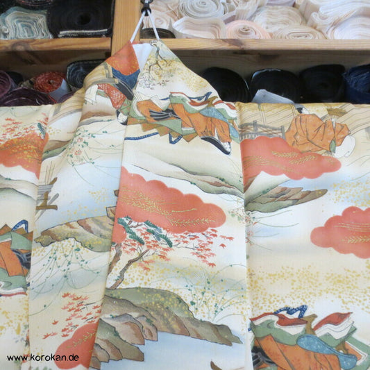 Szenen aus Genji Monogatari japanischer Komon Kimono Seide