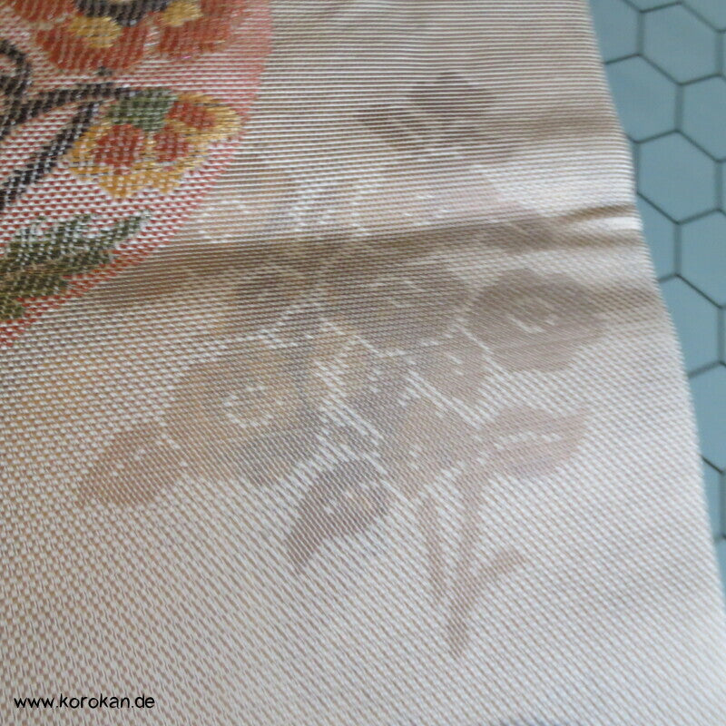 Blätter mit Blüten Fukuro Obi, panamabindig Seiden Jacquard