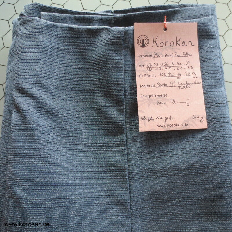 jeansblaue Tsumugi Seide Männer Haori Kimono Jacke, Bergmotiv innen