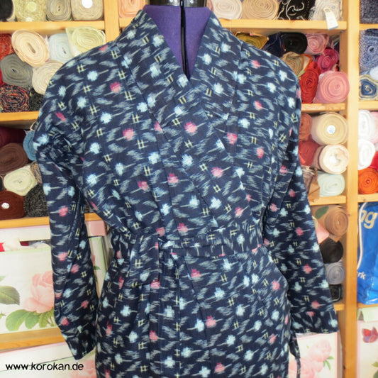 umgearbeitetes Kimono Kleid aus Kurume Kasuri Baumwolle
