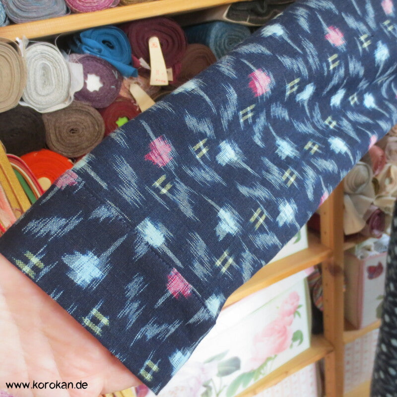 umgearbeitetes Kimono Kleid aus Kurume Kasuri Baumwolle
