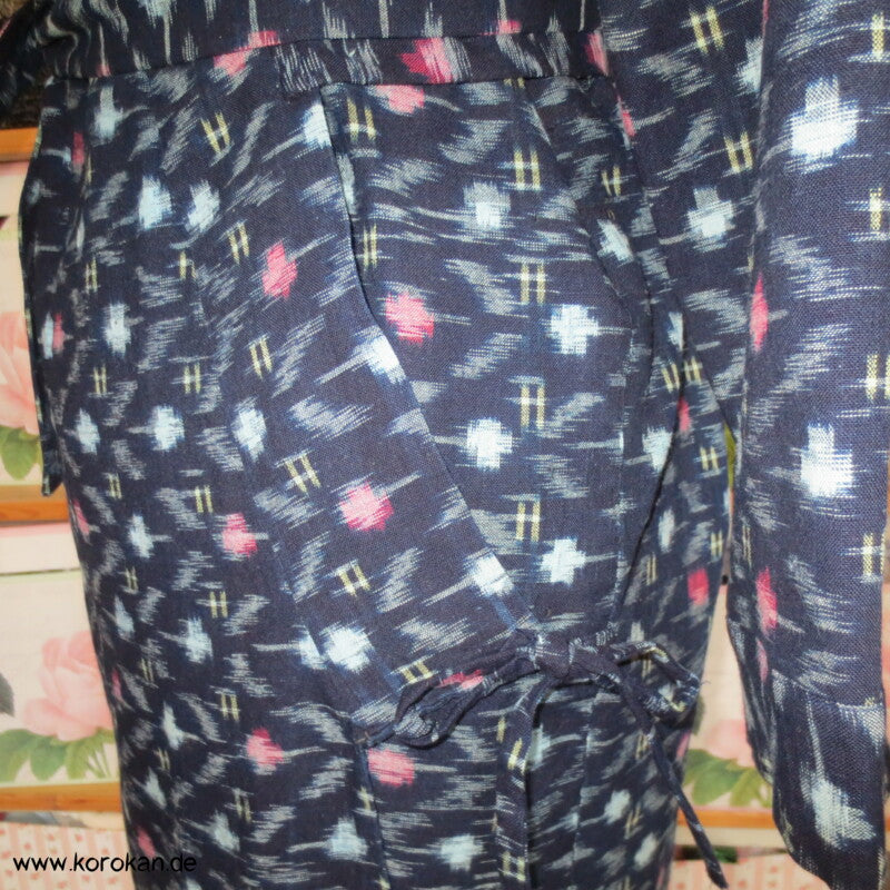umgearbeitetes Kimono Kleid aus Kurume Kasuri Baumwolle