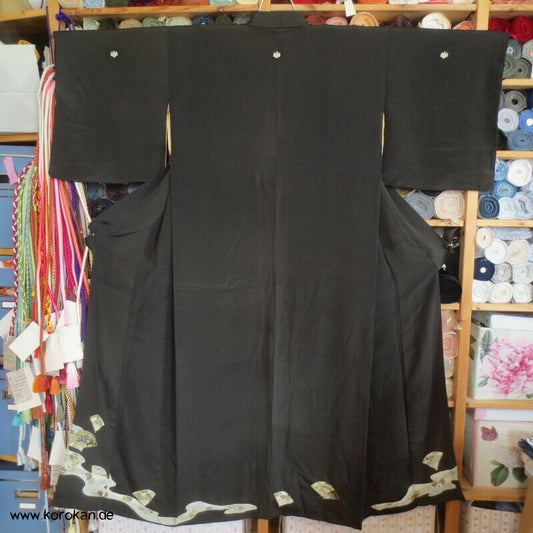 antiker Fächer Tomesode Seiden Kimono