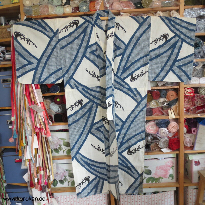 gestreifter dicker Krepp Yukata Kimono, reine Baumwolle