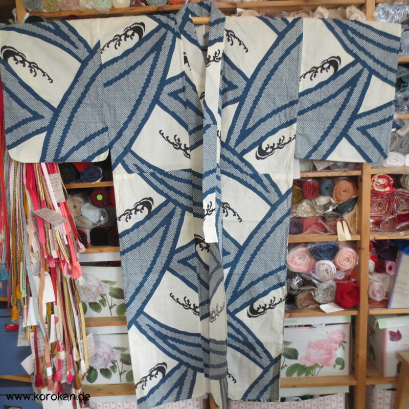 gestreifter dicker Krepp Yukata Kimono, reine Baumwolle