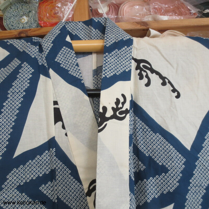 gestreifter dicker Krepp Yukata Kimono, reine Baumwolle
