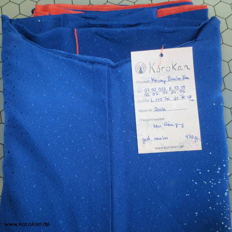 Winter Bambus auf blau Seidencrepe Tsukesage Kimono