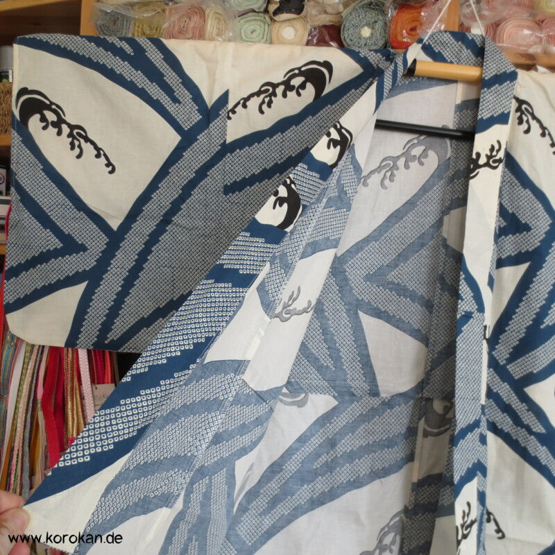 gestreifter dicker Krepp Yukata Kimono, reine Baumwolle