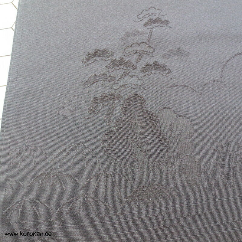 schwarzer Seiden Damast, gewebte Bäume Tanmono, Mon