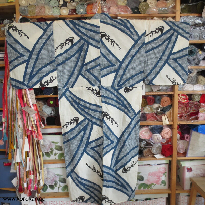 gestreifter dicker Krepp Yukata Kimono, reine Baumwolle
