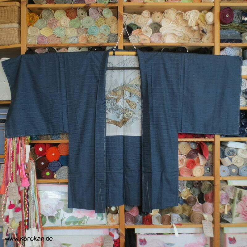 Adlerfutter Tsumugi Seiden blaue Haori