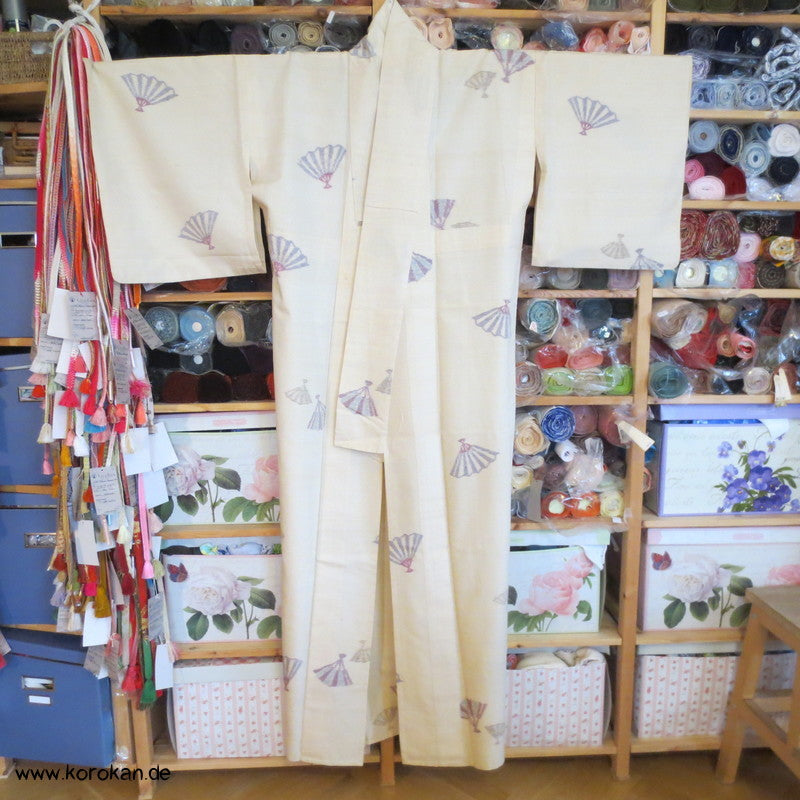 Fächer Kasuri Tsumugi Hitoe Kimono