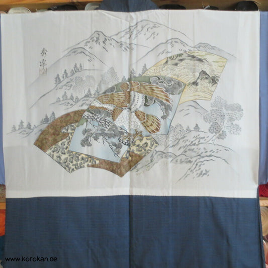Adlerfutter Tsumugi Seiden blaue Haori