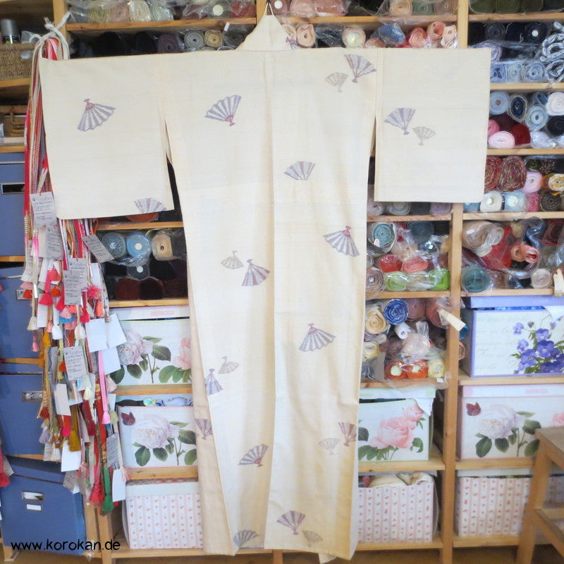 Fächer Kasuri Tsumugi Hitoe Kimono