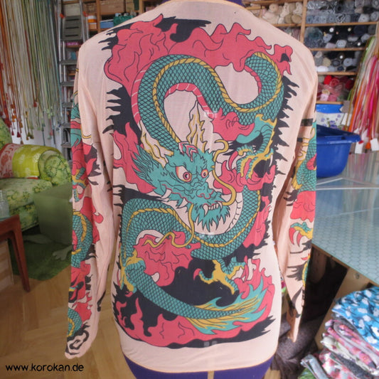 Tiger und Drachen Netzshirt langarm dehnbar