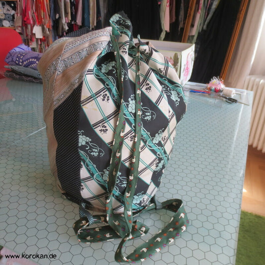 Upcycling Krawatten Rucksack Durchzugband Taschen- Synthetik