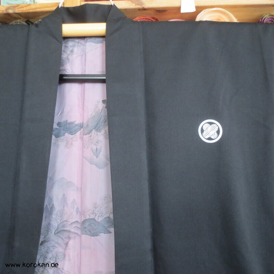 5 Mon schwarze Haori Kimono Jacke