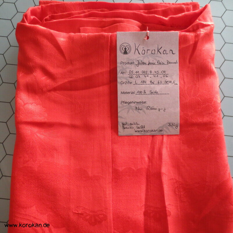 hellrote Rinzu Damast Seide Juban Unterkimono, Shochikubai