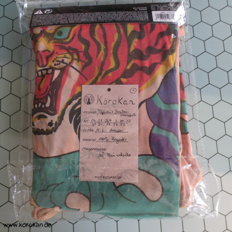 Tiger und Drachen Netzshirt langarm dehnbar