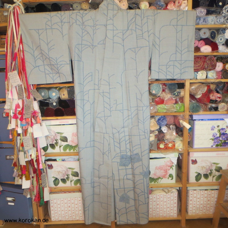 "4" Tsumugi abstraktes Druckmuster Hitoe Kimono