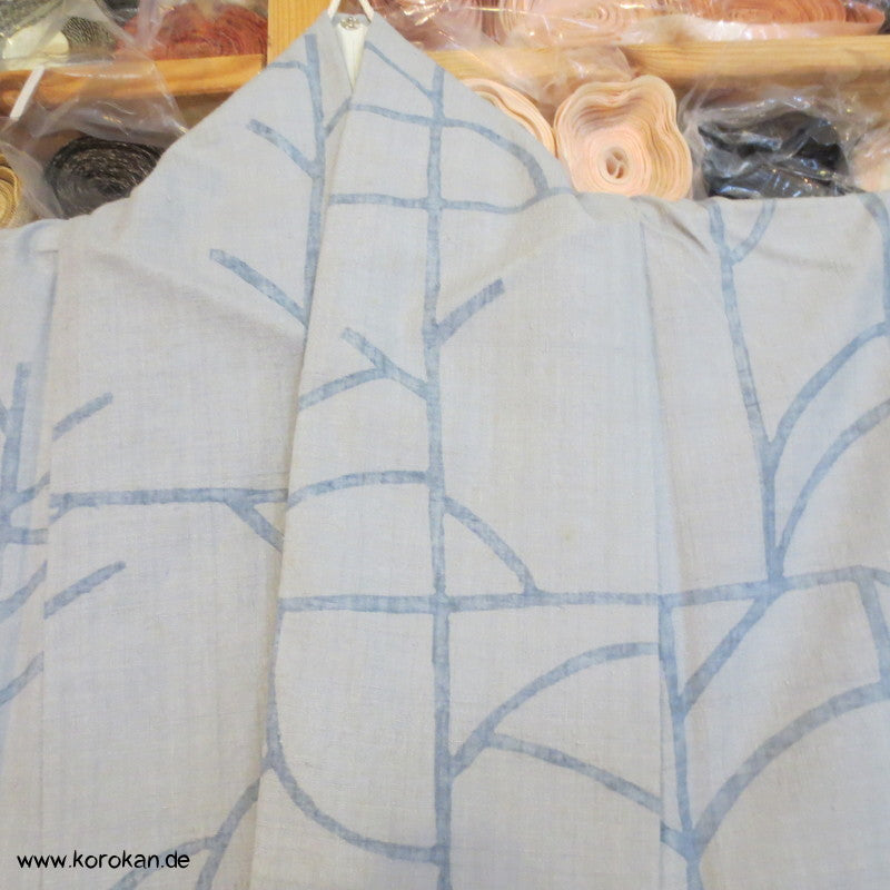 "4" Tsumugi abstraktes Druckmuster Hitoe Kimono