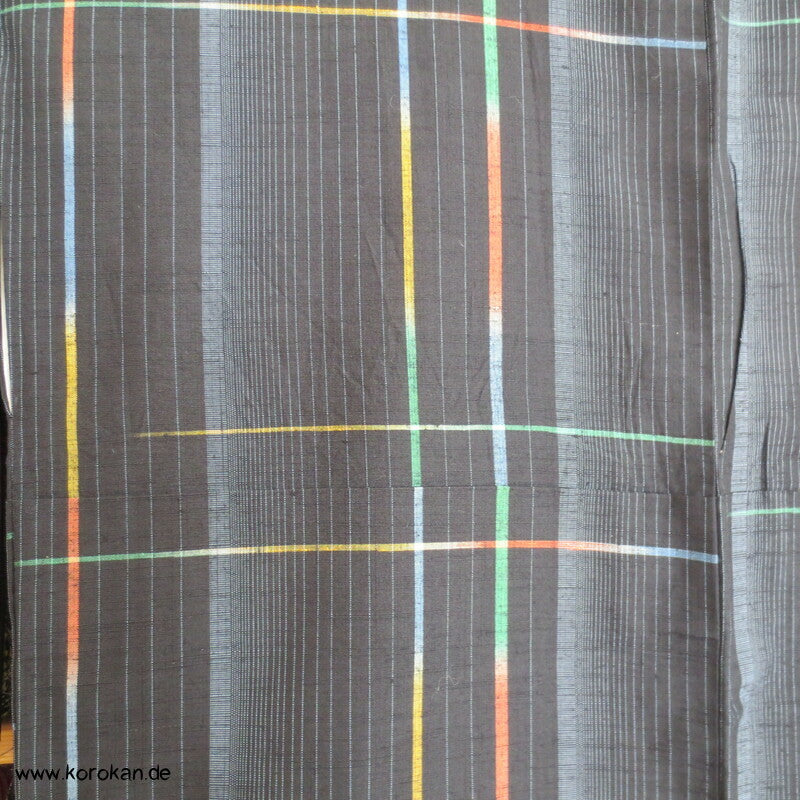 Regenbogenkaro Kasuri Tsumugi Seiden Kimono