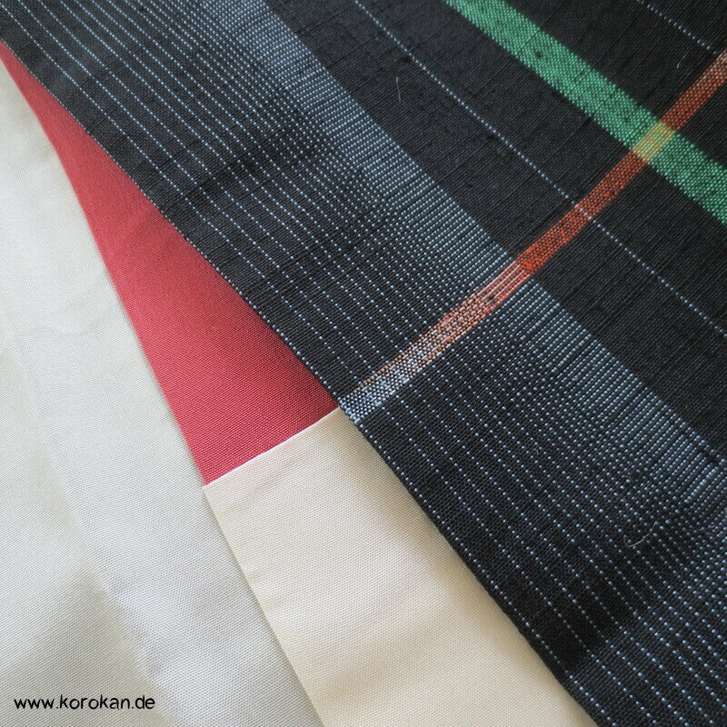 Regenbogenkaro Kasuri Tsumugi Seiden Kimono