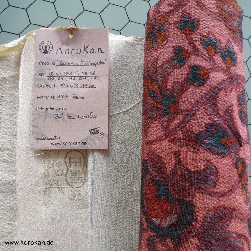japanische Kimono Stoffrolle Bingata Michinagadori Chirimen Crepe Seide