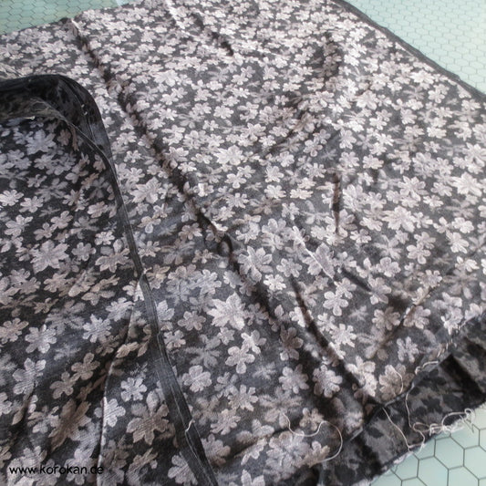 japanischer dickerer Baumwolljacquard Stoff graue Blätter
