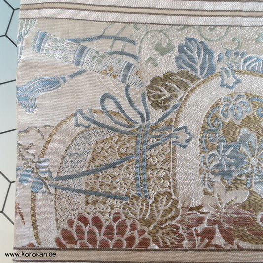 Kraniche abgeschnittener Maru Obi Seidenbrokat