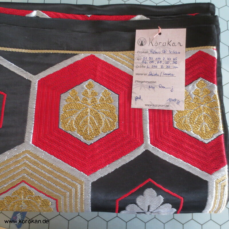 Kikko schwarz rot gold Fukuro Obi