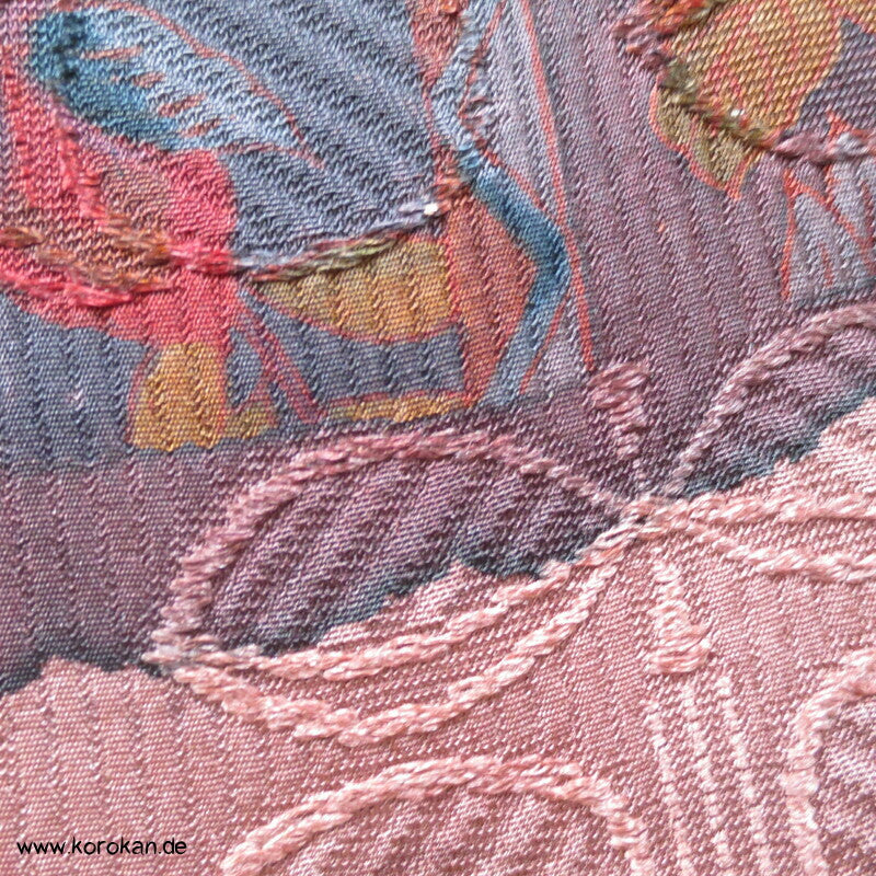 Blütenstreifen Kimono Seiden Rinzu Damast