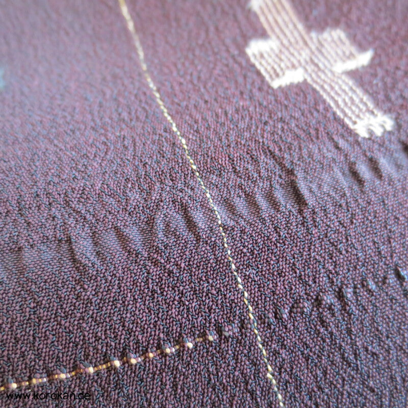 Kreuze gewebt in Organza Seide Araihari Haori und Monpe, antik