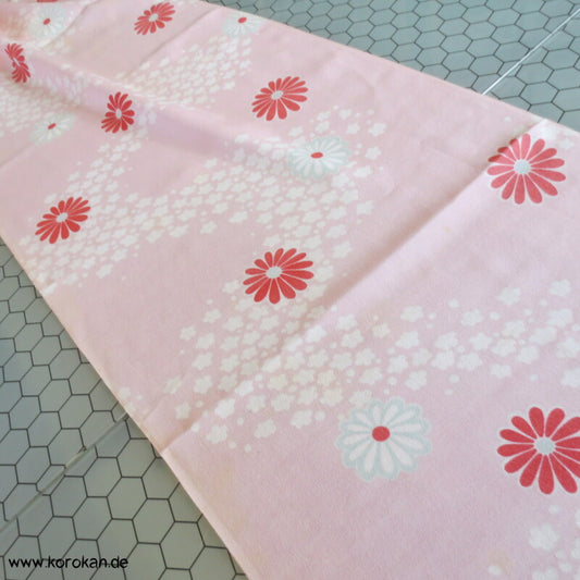 Kiku Fluss rot rosa - Acetat, Druckfehler, Kimono / Juban Crepe