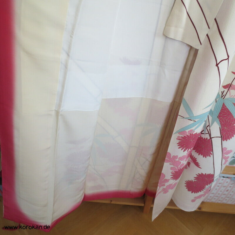klares Bambusmotiv mit Kiku Seidencrepe Homongi Kimono
