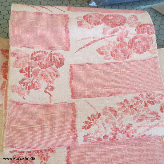 Tsumugi Seiden grob gewebter Nagoya Obi, Weinlaub, Mangiku