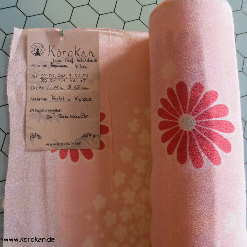 Kiku Fluss rot rosa - Acetat, Druckfehler, Kimono / Juban Crepe