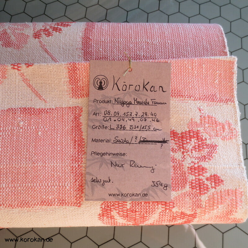 Tsumugi Seiden grob gewebter Nagoya Obi, Weinlaub, Mangiku