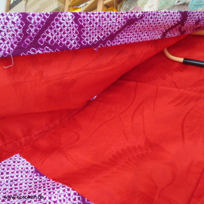 Full Shibori Tachbana Haori Kimono Jacke - pflaumenlila