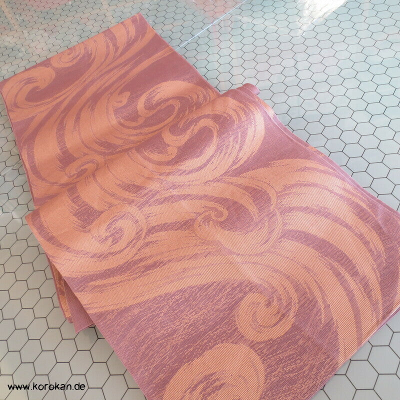 Fukuro Obi Sommer Wellen gold in mauve