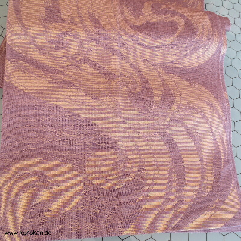 Fukuro Obi Sommer Wellen gold in mauve