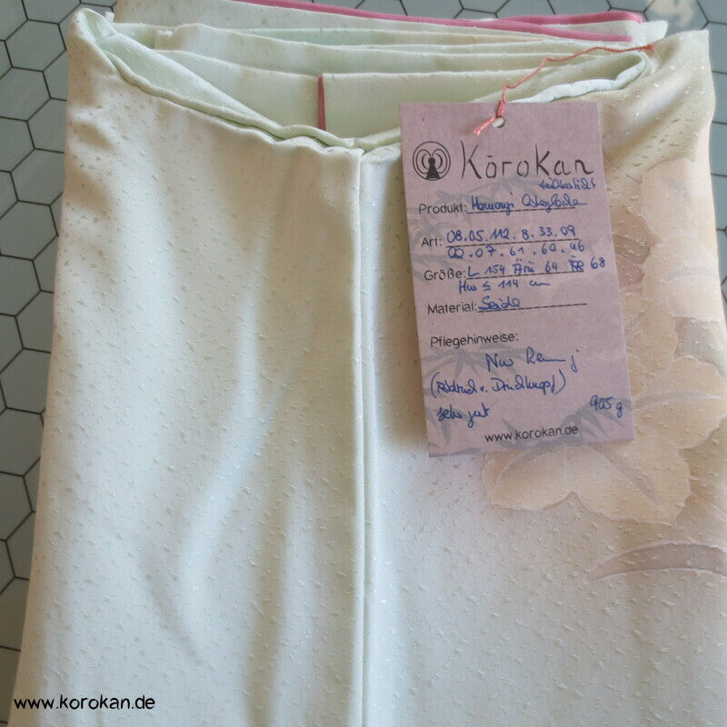 Narzissen Seidendamast Homongi Kimono, teilbestickt