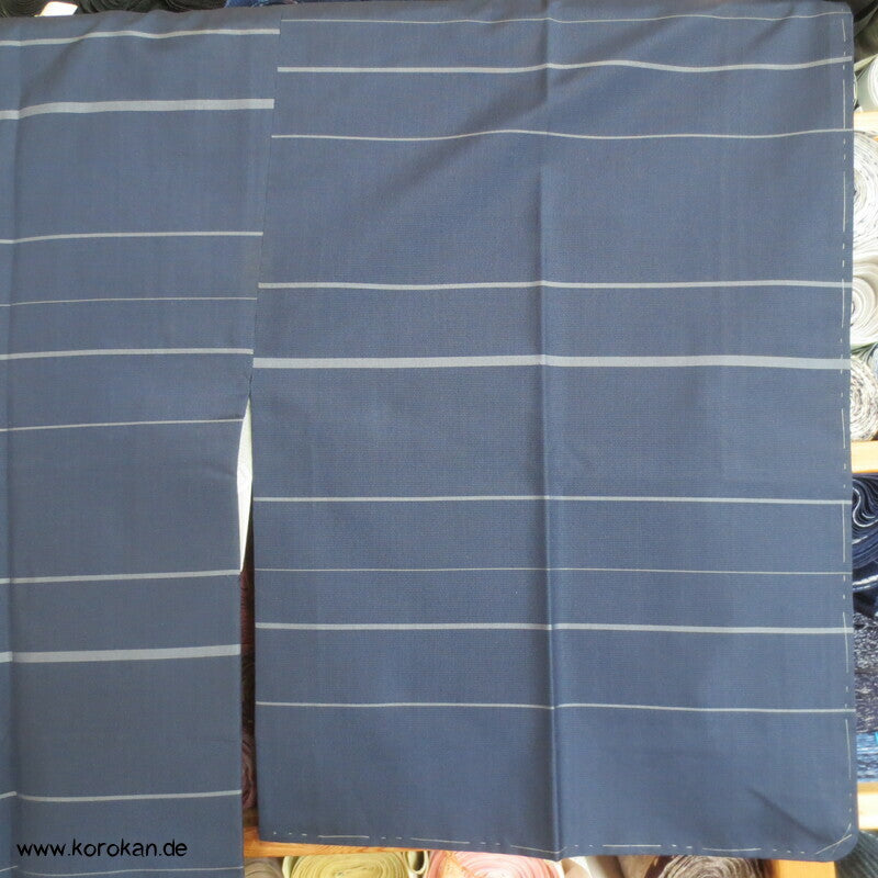 Seiden Michiyuki Kimono Regen Jacke, blau gestreift, dicht geschlagen