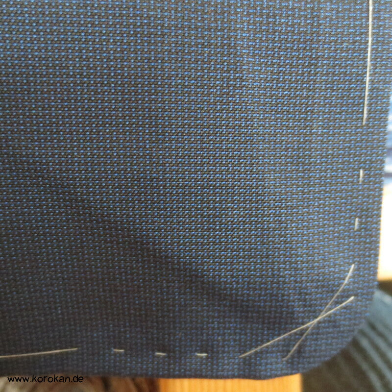 Seiden Michiyuki Kimono Regen Jacke, blau gestreift, dicht geschlagen