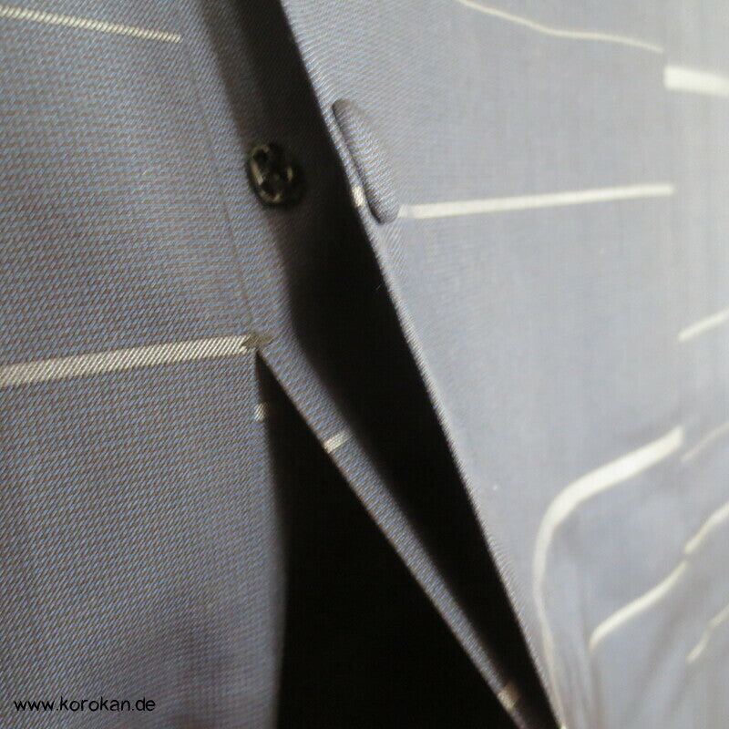 Seiden Michiyuki Kimono Regen Jacke, blau gestreift, dicht geschlagen