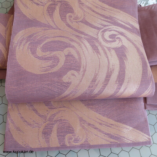 Fukuro Obi Sommer Wellen gold in mauve