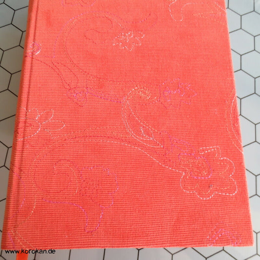 Tagebuch, Journal, Blanko Buch, bestickter Baumwollcord Einband