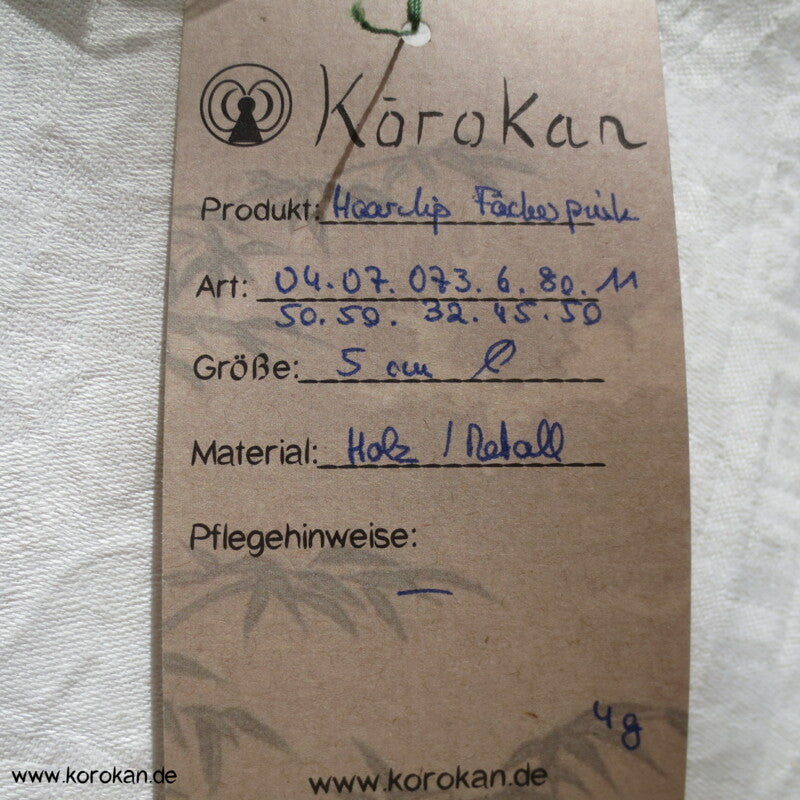 kleiner Holzfächer mit Anhänger Haarklemme