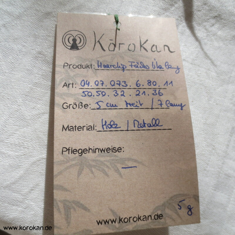 kleiner Holzfächer mit Anhänger Haarklemme