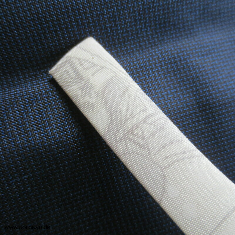 Seiden Michiyuki Kimono Regen Jacke, blau gestreift, dicht geschlagen